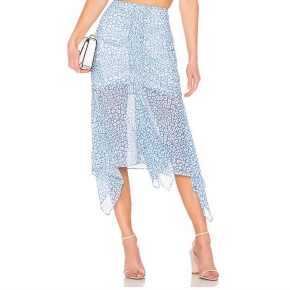 C/MEO Collective So Settled Midi Skirt Blue Cheetah